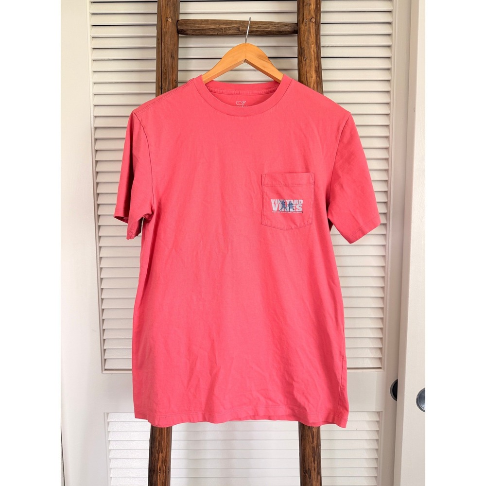 Vineyard Vines‎ T-Shirt  Small Pink Excellent Lacrosse Pocket Graphic Tee